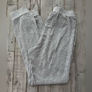 Caution To The Wind Women’s Gray and White Striped Joggers